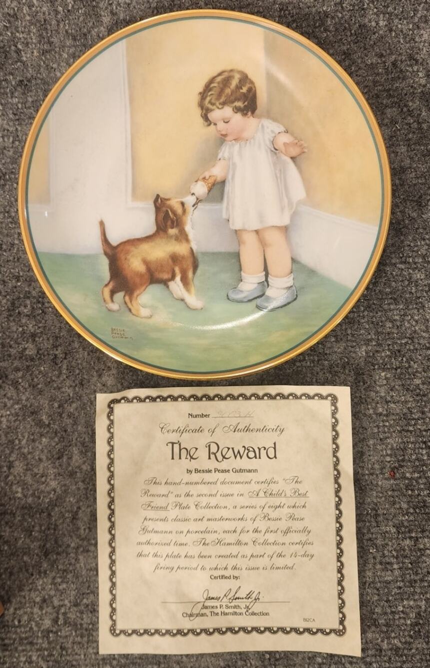 Hamilton Collection Plate The Reward Child Best Friend 1985 Original Box Vintage